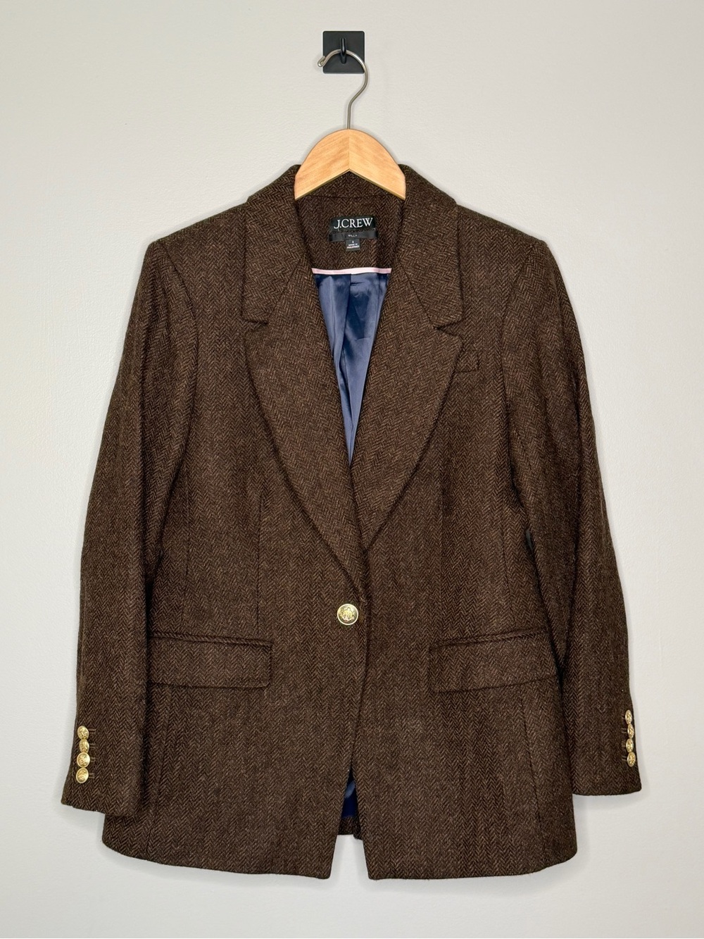 J. Crew Willa 100% Wool Tweed Herringbone Single Breasted Blazer Women’s Size 6 - Picture 2 of 9
